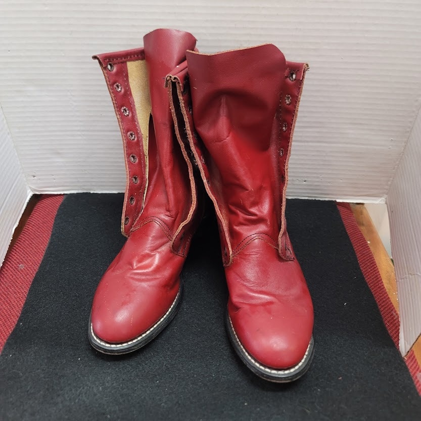 Vintage Packer Roper Kiltie Boots By Rodeo Drive Size 7.5 Leather Red Lace Up — image 2 of 8